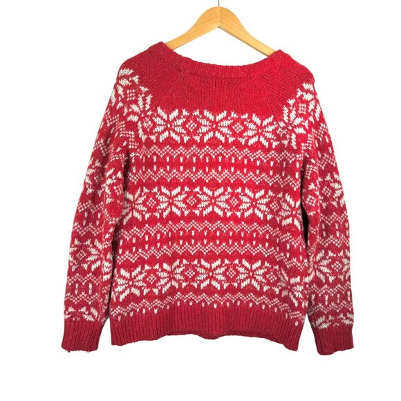VTG Abercrombie & Fitch Fair Isle red Sweater preppy 90s sz L - Picture 3 of 6